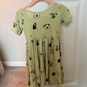 Green Avocado Print Kids Dress
